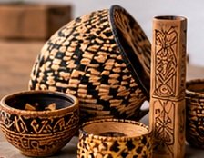 Handmade craft objects made with local materials