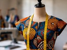 Garment design using colourful printed fabric
