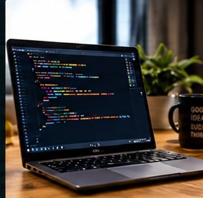 Laptop displaying software code